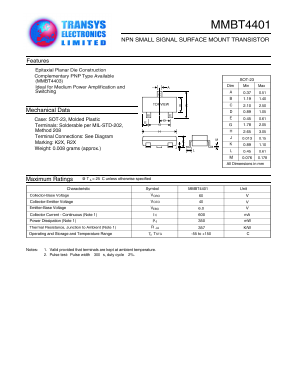 MMBT4401 Datasheet PDF Transys Electronics Limited