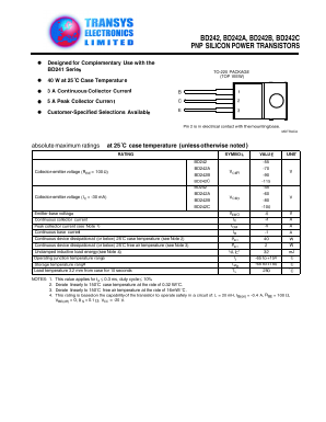 BD242B Datasheet PDF Transys Electronics Limited