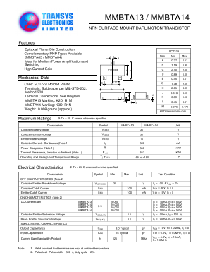 MMBTA14 Datasheet PDF Transys Electronics