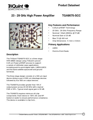 TGA9070 Datasheet PDF TriQuint Semiconductor