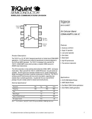 TQ3131 Datasheet PDF TriQuint Semiconductor