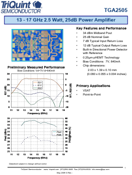 TGA2505 Datasheet PDF TriQuint Semiconductor