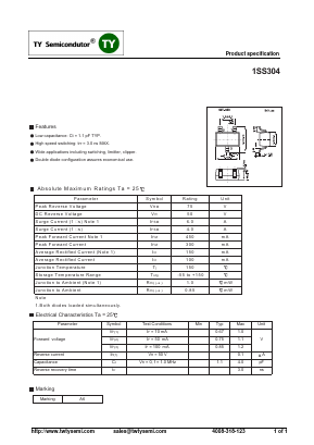 1SS304 Datasheet PDF TY Semiconductor