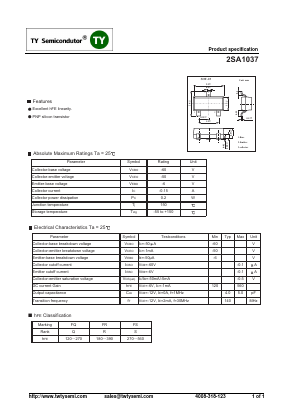 2SA1037 Datasheet PDF TY Semiconductor