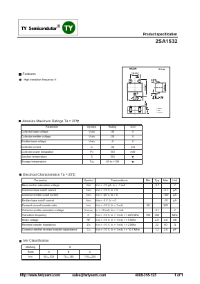 2SA1532 Datasheet PDF TY Semiconductor