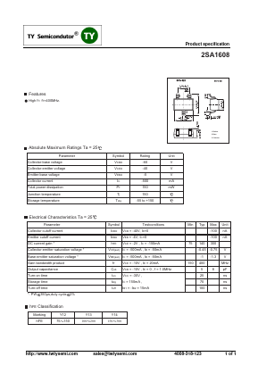 2SA1608 Datasheet PDF TY Semiconductor
