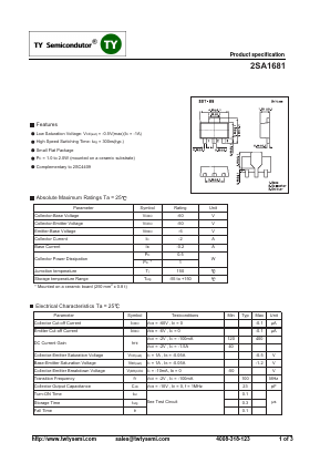 2SA1681 Datasheet PDF TY Semiconductor