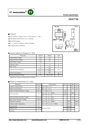 2SA1736 Datasheet PDF TY Semiconductor