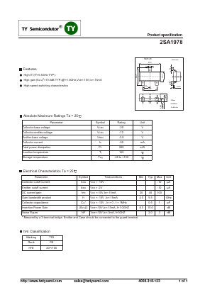 A1978 Datasheet PDF TY Semiconductor