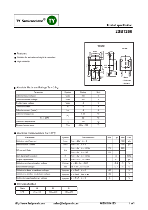 2SB1266 Datasheet PDF TY Semiconductor