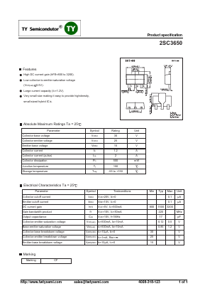 2SC3650 Datasheet PDF TY Semiconductor