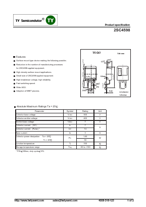 2SC4598 Datasheet PDF TY Semiconductor