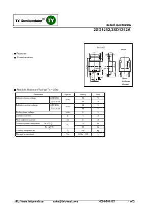2SD1252A Datasheet PDF TY Semiconductor