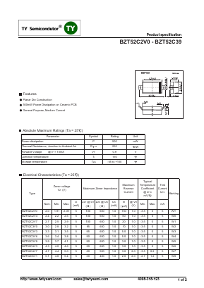 BZT52C24 Datasheet PDF TY Semiconductor