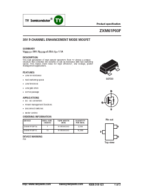 ZXM61P03F Datasheet PDF TY Semiconductor