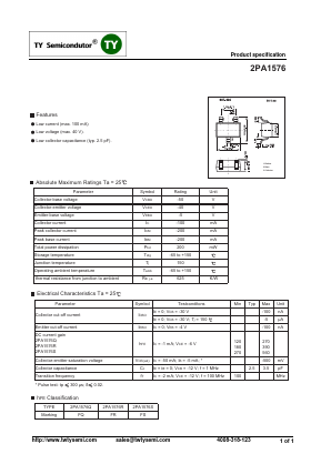 2PA1576R Datasheet PDF TY Semiconductor