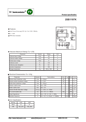 2SB1197K Datasheet PDF TY Semiconductor