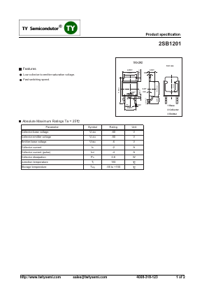 2SB1201 Datasheet PDF TY Semiconductor