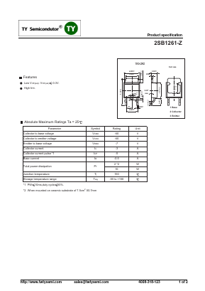 2SB1261-Z Datasheet PDF TY Semiconductor