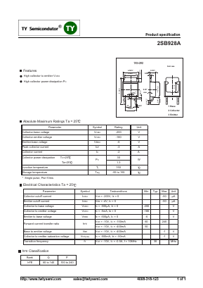 2SB928A Datasheet PDF TY Semiconductor