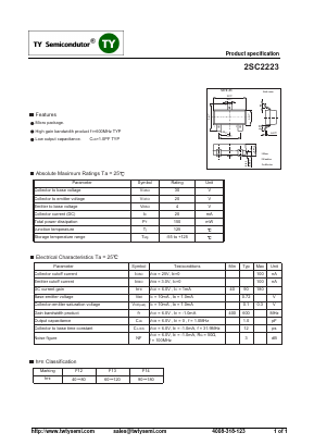 2SC2223 Datasheet PDF TY Semiconductor