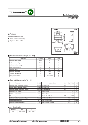 2SC5209 Datasheet PDF TY Semiconductor