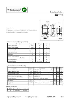 D1719 Datasheet PDF TY Semiconductor
