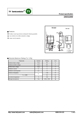 2SD2200 Datasheet PDF TY Semiconductor