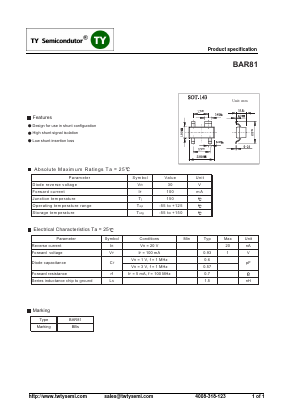 BAR81 Datasheet PDF TY Semiconductor