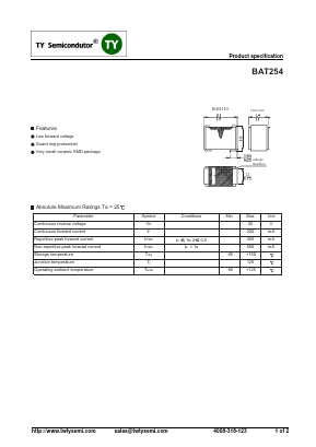 BAT254 Datasheet PDF TY Semiconductor