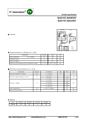 BAV70T Datasheet PDF TY Semiconductor