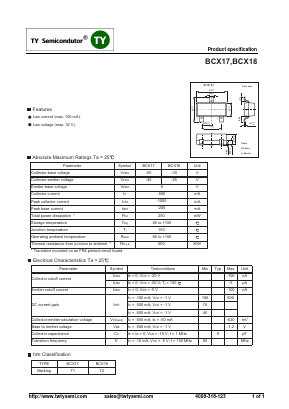 BCX17 Datasheet PDF TY Semiconductor
