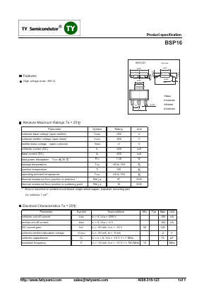 BSP16 Datasheet PDF TY Semiconductor