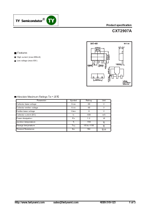 CXT2907A Datasheet PDF TY Semiconductor