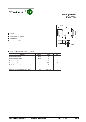 FMMT614 Datasheet PDF TY Semiconductor