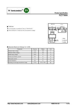 FZT790A Datasheet PDF TY Semiconductor