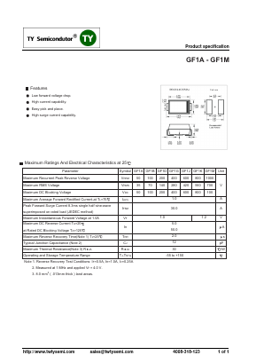 GF1G Datasheet PDF TY Semiconductor