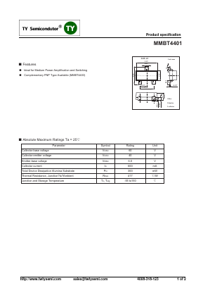 MMBT4401 Datasheet PDF TY Semiconductor