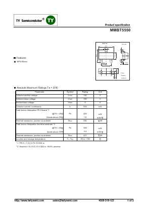 MMBT5550 Datasheet PDF TY Semiconductor