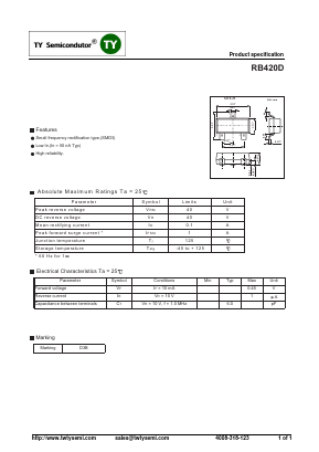 RB420D Datasheet PDF TY Semiconductor