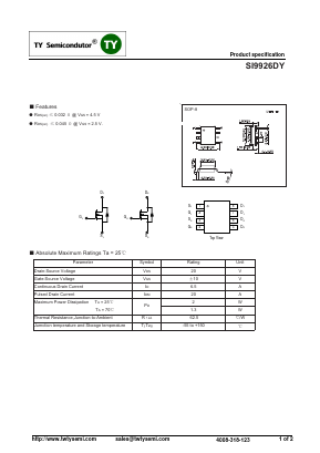 SI9926DY Datasheet PDF TY Semiconductor