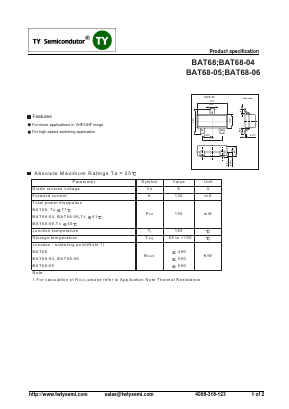 BAT68-05 Datasheet PDF TY Semiconductor
