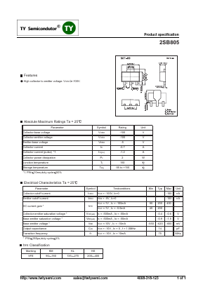 2SB805 Datasheet PDF TY Semiconductor