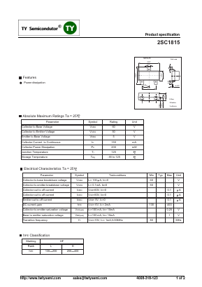 2SC1815 Datasheet PDF TY Semiconductor