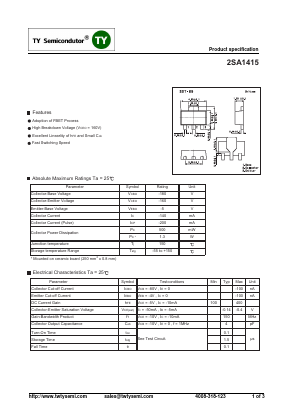 2SA1415 Datasheet PDF TY Semiconductor