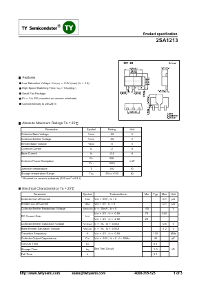 2SA1213 Datasheet PDF TY Semiconductor