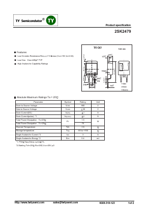 2SK2479 Datasheet PDF TY Semiconductor