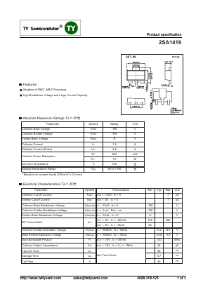 2SA1419 Datasheet PDF TY Semiconductor
