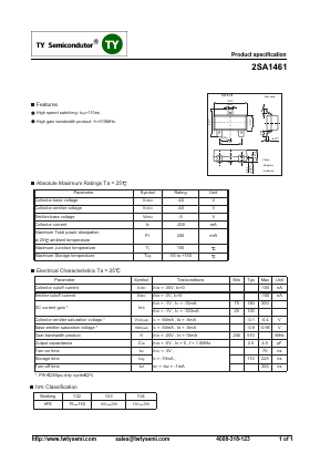 2SA1461 Datasheet PDF TY Semiconductor