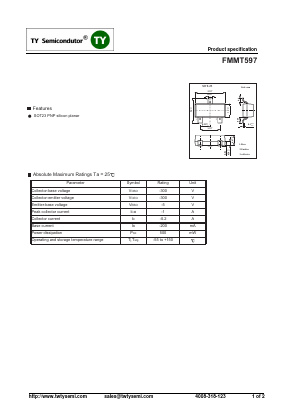 FMMT597 Datasheet PDF TY Semiconductor